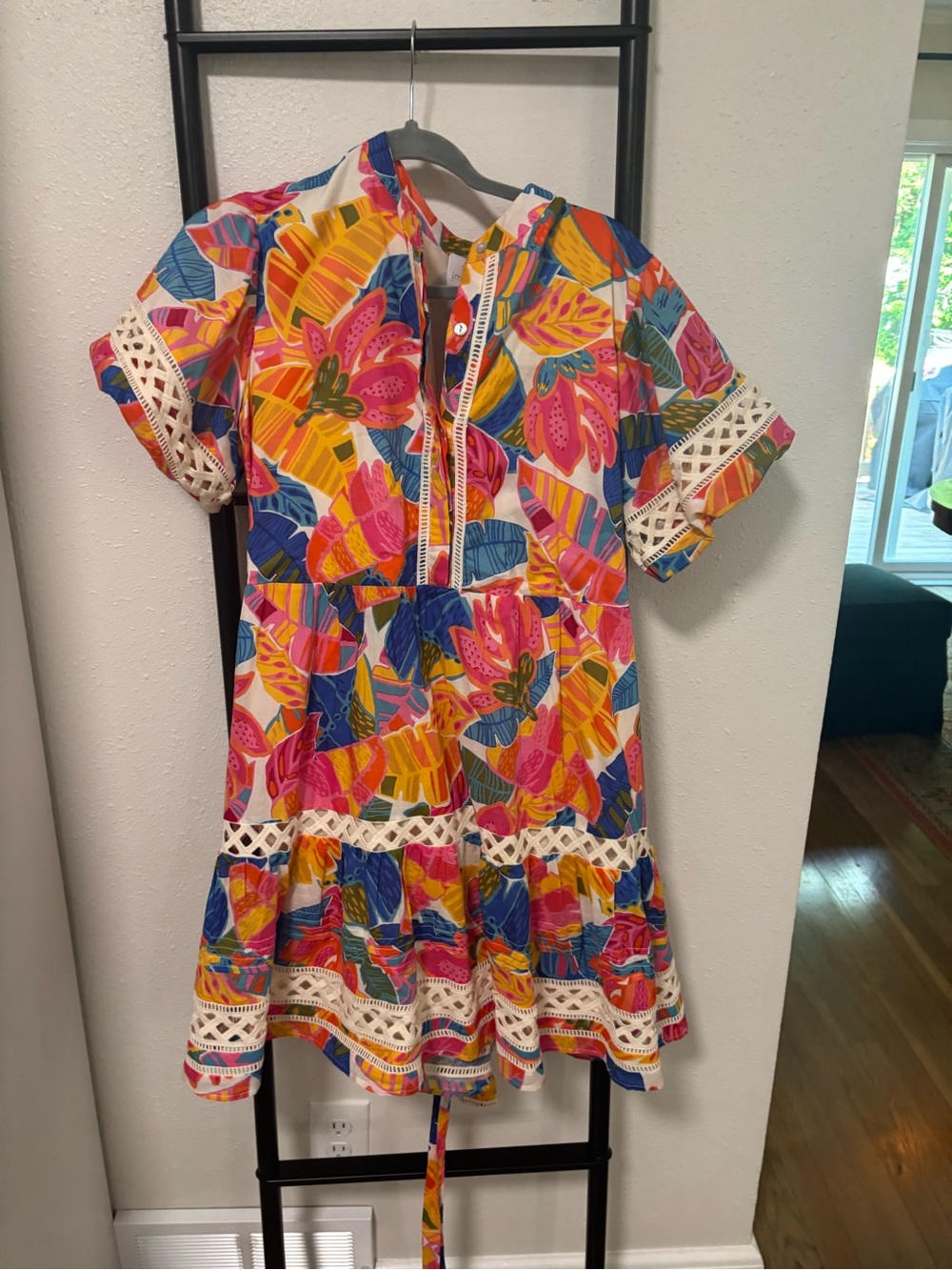 Vibrant Multicolor Floral Short Sleeve Dress